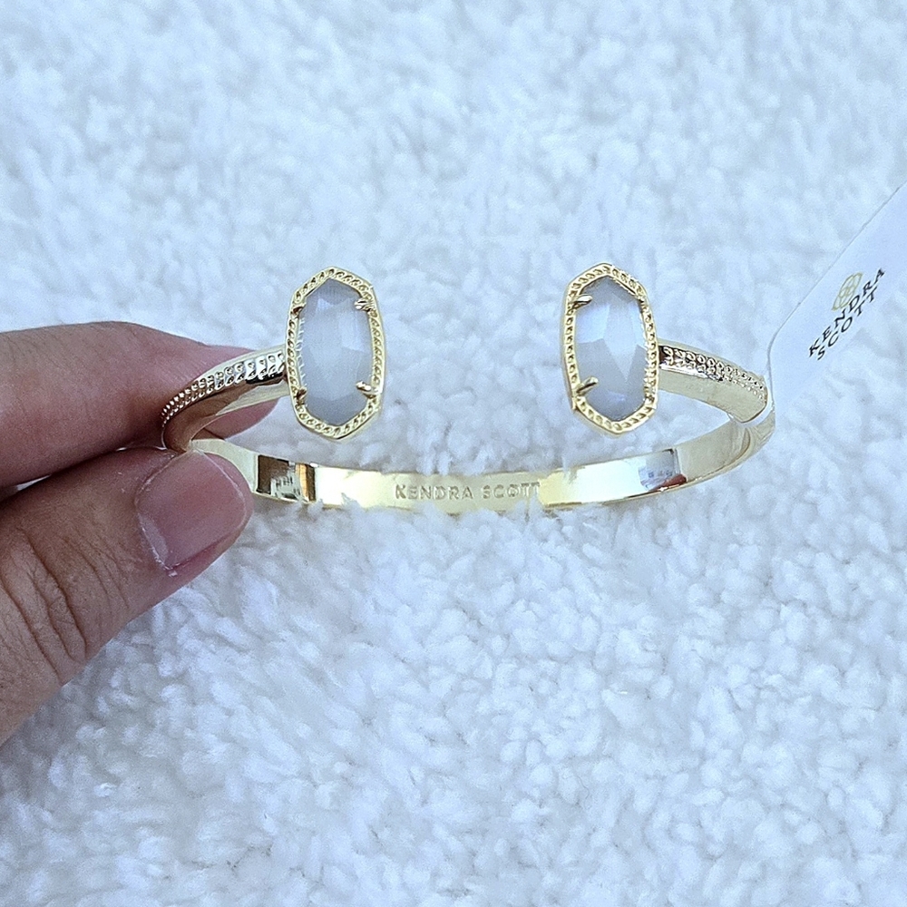 Kendra Scott Gold💛 "Elton" Cuff Bracelet With Slate Cat's🐱 Eye👁 Stones - NWT - Picture 6 of 16